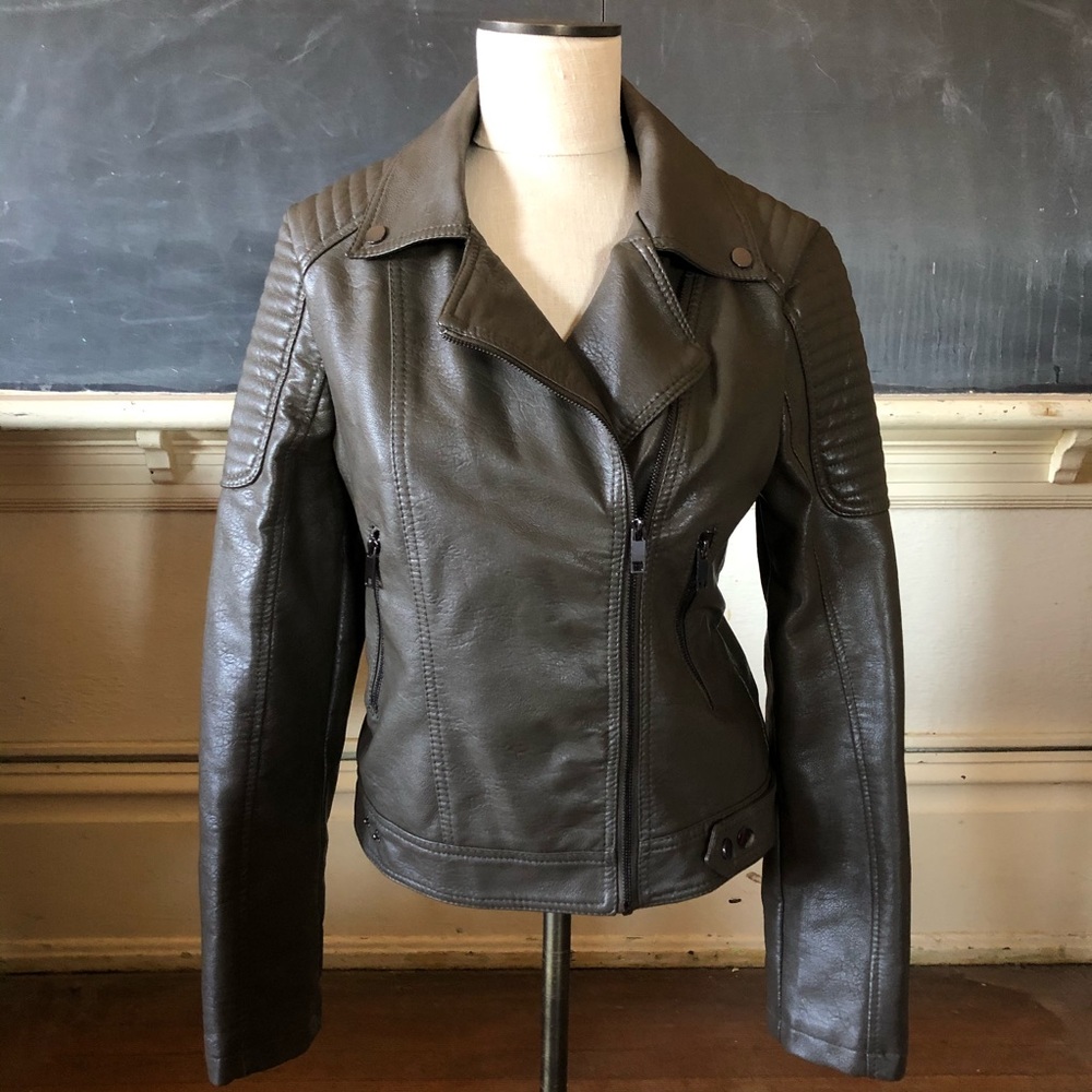 Green Leather Moto Jacket